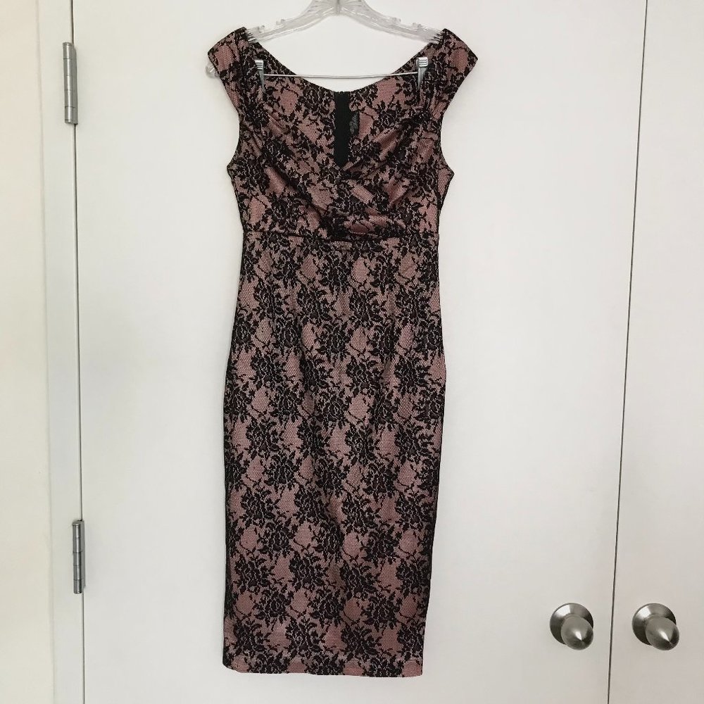 RockSteady Diva Dress size M pink with black lace
